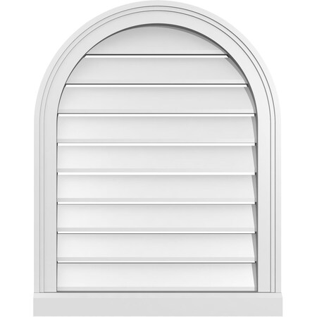 Ekena Millwork Round Top Surface Mount PVC Gable Vent: Functional, w/ 2"W x 2"P Brickmould Sill Frame, 22"W x 28"H GVPRT22X2803SF